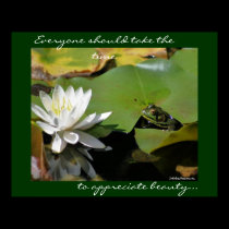 Frog Water Lily Inspirational Nature Poster Print by SmilinEyesTreasures Frog Water Lily Inspirational Nature Poster Print