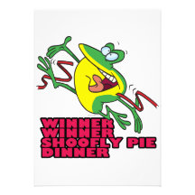 frog winner shoofly pie dinner funny cartoon personalized invite