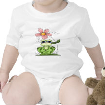 Frog with flower baby bodysuit