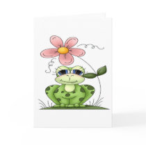 Frog with flower greeting cards