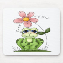 Frog with flower mouse pad