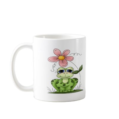 Frog with flower coffee mug by robynsnest