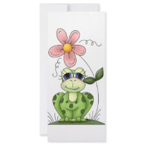 frog with pink flower rack cards