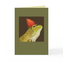 frog with strawberry card