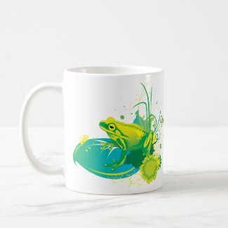 Frog yellow green custom mug mug