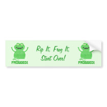Frogged! Vector Crochet Frog (Green Background) Bumper Stickers