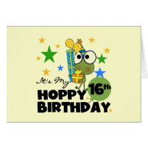 Froggie Hoppy 16th Birthday Card