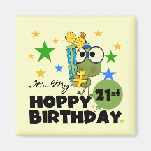 Froggie Hoppy 21st Birthday Refrigerator Magnet