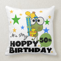 Froggie Hoppy 50th Birthday Pillows