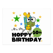 Froggie Hoppy 50th Birthday Postcard