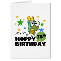 Froggie Hoppy 75th Birthday Greeting Cards