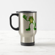 Froggie the Cute Cartoon Waving Frog Coffee Mugs
