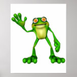 Froggie the Cute Cartoon Waving Frog Print