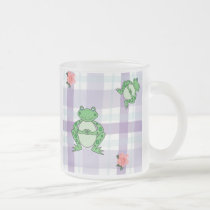 Froggies & Flowers Frosted Glass Mug mugs