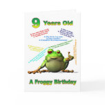 Froggy friend 9th birthday card with froggy jokes