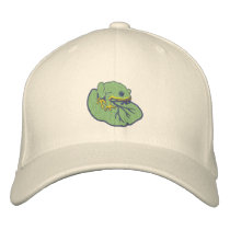 Froggy On Lily Pad Emrboidered Hat Baseball Cap