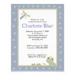 Froggy Tales Blue Border Baby Shower Invitation