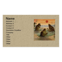 Frogs on Lily pads Vintage Business Cards