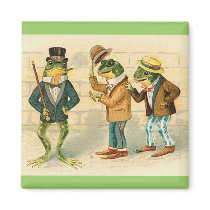 Frogs on the Street Refrigerator Magnet