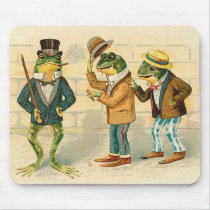 Frogs on the Street - Vintage Art mousepads by MyOtherPlanet Frogs on the Street - Vintage Art mousepads