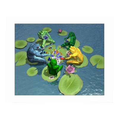 Frogs Playing Poker Print by frogdot