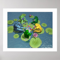 Frogs Playing Poker Print