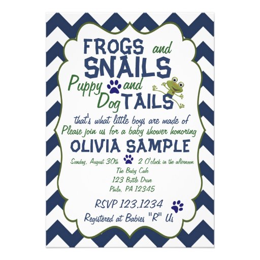 Frogs, Snails and Puppy  Baby Shower Invitation