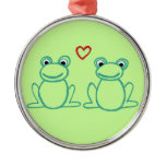 Frogs with Heart ornaments