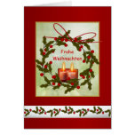 Frohe Weihnachten German Christmas - Holly, candle Cards