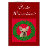 Frohe Weinachten!! French bulldog greeting card