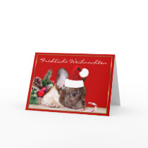 Fröhliche Weihnachten French Bulldog greeting card