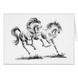 Frolicking Horses Drawing by Kelli Swan cards