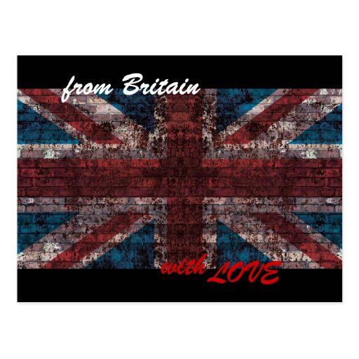 from Britain with love grunge union jack postcard