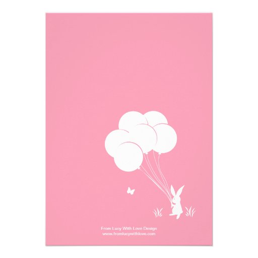 From Lucy: BUNNY BALLOON | Pink Kids Birthday Custom Invitations