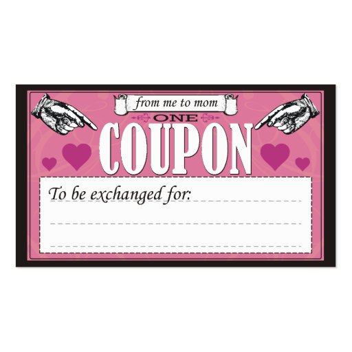 Coupon cards for mom