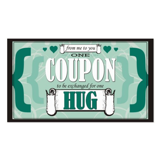 From Me to You One Hug Coupon DoubleSided Standard Business Cards