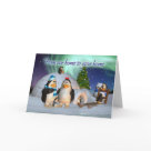 postcard - From our home to your home penguin family Christmas card