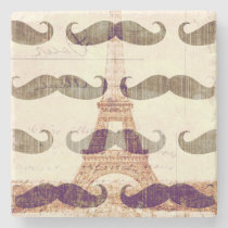 mustache, funny, paris, eiffel tower, vintage, france, retro, stache, pattern, moustache, humor, cool, hipster, unique, old fashioned, fun, stone coaster, [[missing key: type_giftstone_coaste]] with custom graphic design