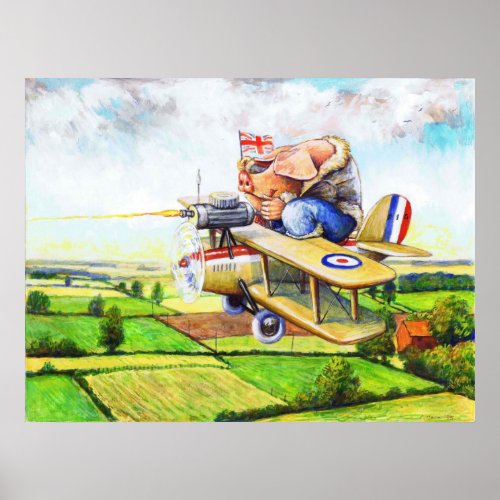 From Sty to Sky Cute Pig Flying Biplane Cute Cartoon Pig Pilot Image
