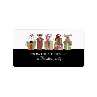 FROM THE KITCHEN OF Critters in Presents Gift Tags label