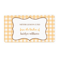 From the kitchen of orange gingham custom label shipping label