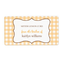 From the kitchen of orange gingham custom label labels