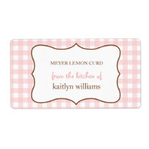 From the kitchen of pink gingham custom label labels