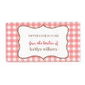 From the kitchen of red gingham custom label label