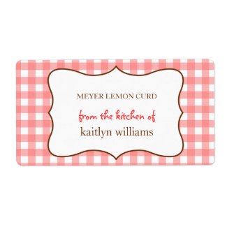 From the kitchen of red gingham custom label label