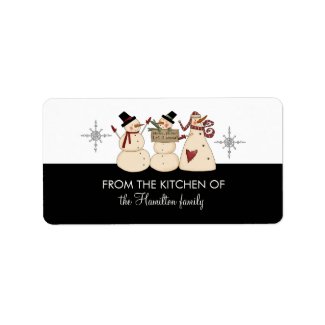FROM THE KITCHEN OF Snowmen Gift Tags label