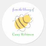 "From the library of" bee bookplate sticker