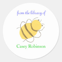 "From the library of" bee bookplate sticker