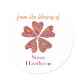 "From the library of" blooming heart bookplate stickers