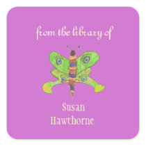 "From the library of" butterfly custom bookplates Sticker